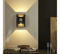 QYYZTQY Remote-Controlled Wireless Wall Light with Motion Sensor & USB Rechargeable - Living Room, Bedroom, Hallways (Black)