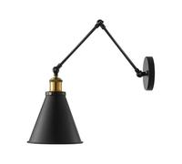 QYYZTQY Retro Industrial Adjustable Swing Arm Lighting Fixture Long Pole Double Section Steering Light Socket Indoor Wall Mounted Lamp for Bedroom Bedside(Black(Black)