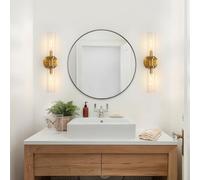 QYYZTQY Retro Mirror Industrial Glass Lampshade Iron Bathroom Decoration Wall Light Not Included for Hallway Kitchen Living Room Pack,Black + Gold