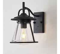QYYZTQY Retro Outdoor Waterproof Iron Glass Corridor Pathway Glass Wall Lamp Courtyard Villa Garden Balcony Path Decor Wall Black Lighting Fixtures Decor Lamp