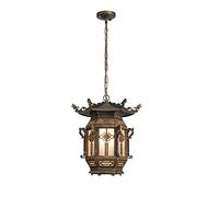 QYYZTQY Retro Outdoor Waterproof Pendant Lamp, Vintage Creative Hanging Light, Ceiling Chandelier Lights Fixture for Garden Courtyard Pavilion Terrace Porch Balcony Entryway (Color : Black