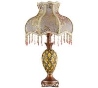 QYYZTQY Retro Table Lamp for Living Room Vintage Victorian Table Lamp Embroidered Shade Rustic Bedside Nightstand Lamp Farmhouse Country Vintage End Desk Lamp for Bedroom House Office Entryway
