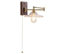 QYYZTQY Retro Wall Swing Arm Wall Lamp with Plug in Cord Bedside Wall Mount Light Sconces Wall Lighting Ribbed Glass Shade Wall Lamps for Bedroom Living Room Dressing Table