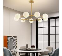 QYYZTQY Ring Chandelier Light, Black and Gold Pendant Light Fixtures, Dimmable 6/9 Light Hanging Lamps, Height Adjustable Iron Hanging Light Fixtures For Kitchen Dining Room Living Room Lighting