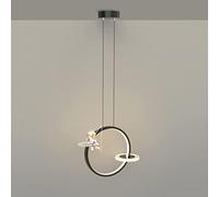 QYYZTQY Ring Pendant Light 's Room Hanging Lamp with Resin Astronaut, Round MI-NI Chandelier Ceiling Lights Compatible with Bedroom Bedside Girls Boys Room Nursery,Indoor