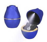 QYYZTQY Rose Shaped Light Pendant Necklace Gift Box, Velvet Jewelry Bracelet Storage Display Case for Proposal Engagement Wedding Anniversary Birthday Valentine's Day (Blue)
