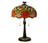 QYYZTQY Rose Style Table Lamp Bedside Light Stained Glass Flower Lampshade Reading Desk Light for Coffee Table Lamps Read Lighting Needed