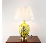 QYYZTQY Round Large Ceramic Table Lamp Yellow Bird Flower Pot Vintage Porcelain Table Lamp Chinese Farmhouse Desk Bedside Lamp End Nightstand Lamp for Living Room Bedroom Farmhouse Home Office Entry
