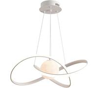 QYYZTQY Round Ring Mid Century Pendant Lights with 3D Moon Planet Large Light Milk White Ceiling Hanging Lamp, Chandelier