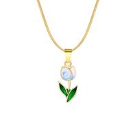QYYZTQY Shiny Cubic Zirconia for Women and Girls, Romantic Cute Lily A Tulip Flower Necklace Snake Chain, De Tulipan Collar, Jewelry with