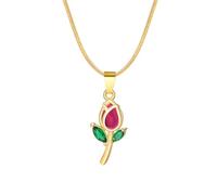QYYZTQY Shiny Cubic Zirconia Women and Girls, Cute Romantic Lily A Snake Chain with Flower Necklace, Collar De Tulipán, Tulip Jewelry for