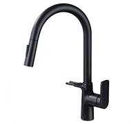 QYYZTQY Shower Head Down Sink Faucet Multi-Functional Hot and Cold Mixer Pull out Sprayer 360° Rotation Kitchen Tap with Double Hook, Single Handle,Black