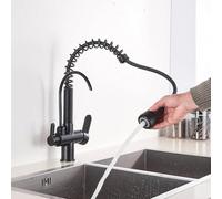 QYYZTQY Shower Head for Bar Farmhouse Commercial, Deck Mount Black, Pull out Hot Cold Water Filter Tap, Three Ways Sink Mixer, 360 Rotate Kitchen Faucet