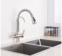 QYYZTQY Shower Head for Bar Farmhouse Commercial, Deck Mount Black, Pull out Hot Cold Water Filter Tap, Three Ways Sink Mixer, 360 Rotate Kitchen Faucet