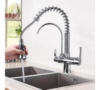 QYYZTQY Shower Head for Bar Farmhouse Commercial, Deck Mount Black, Pull out Hot Cold Water Filter Tap, Three Ways Sink Mixer, 360 Rotate Kitchen Faucet