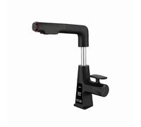 QYYZTQY Shower Head LED Bathroom Pull-out Sprayer Digital Temperature Display Kitchen Single-Hole, Single-Handle Compatible with Farmhouse Caravan.,Kitchen Sink Faucet