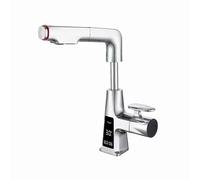 QYYZTQY Shower Head LED Bathroom Pull-out Sprayer Digital Temperature Display Kitchen Single-Hole, Single-Handle Compatible with Farmhouse Caravan.,Kitchen Sink Faucet