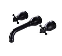 QYYZTQY Shower Head Mounted Bathroom Black,Hot and Cold Mixer Tap Faucet,360 °Swivel Spout,Double Handle Wall Mount Basin Mixer,A-Split,Kitchen Sink