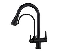 QYYZTQY Shower Head Taps Pull out Solid Crane for Deck Mounted Black Water Filter Tap, Sink Mixer, 3 Way Kitchen Faucet Easy to Install