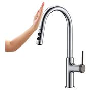 QYYZTQY Shower Head Touchless Faucet with Pull Down Sprayer, Touch Inducing Single Handle Smart Alloy 360°Rotation Hot and Cold Water Mixer Tap,Black Kitchen Sink Faucets