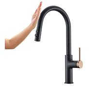 QYYZTQY Shower Head Touchless Faucet with Pull Down Sprayer, Touch Inducing Single Handle Smart Alloy 360°Rotation Hot and Cold Water Mixer Tap,Black Kitchen Sink Faucets