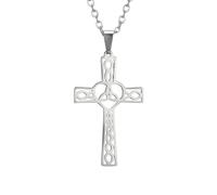 QYYZTQY Silver Amulets Eternal Knot Religious Jesus Pendant A Celtic for Men, Irish Cross Necklace