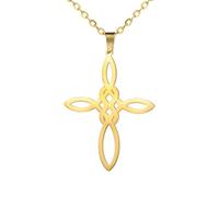 QYYZTQY Silver Amulets Eternal Knot Religious Jesus Pendant A Celtic for Men, Irish Cross Necklace