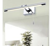 QYYZTQY Silver Bathroom with Pull Cord Lamp Mirror Waterproof Iron Acrylic Wall 240° Rotatable Minimalist Long for Restaurant Hotel Living Room (35cm,White Light)