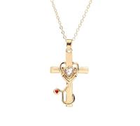 QYYZTQY Silver Eternal Infinite Love for Women Girls, 14K Gold Plated Shiny Zircon Crystal A Faith Heart and Cross Necklace, Religious