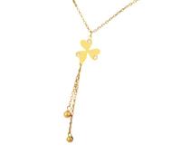 QYYZTQY Silver Four with Long Chain for Women and Girls, Crystal Zircon Pendant A 4 Leaf Necklace Bohemian Style