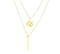 QYYZTQY Silver Four with Long Chain for Women and Girls, Crystal Zircon Pendant A 4 Leaf Necklace Bohemian Style