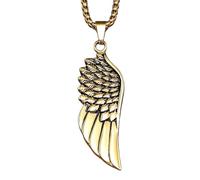 QYYZTQY Silver Punk Hiphop Women 14K Gold Plated Wing A Celtic Nordic Wings Necklace Pendant, Angel Necklaces For Men Birthday Valentine Gifts