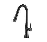 QYYZTQY Single Hole Brass Telescopic Swivel Kitchen Pull-out Hot Cold Water Sink Tap, Black - Classic