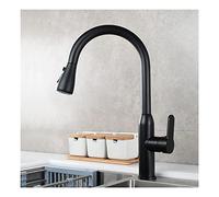 QYYZTQY Sink Faucet,Kitchen Faucet with Pull Down Sprayer and 2-Function, Single Handle High ARC Mixer Taps for Farmhouse Bar Kitchen Sink,Black Shower Head