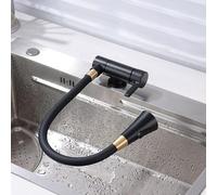 QYYZTQY Sink Folding Inside Window Brass Tube 2 Modes Single Handle Kitchen Mixer Faucet Folding-Black+Brushed Gold