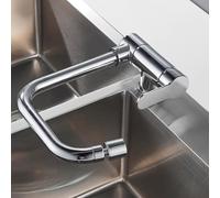 QYYZTQY Sink Folding Window Rotating Hot and Cold Water Single Handle Brass Kitchen Faucets Inside Window-Chrome