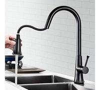 QYYZTQY Sink Mixer Tap with Pull Down Sprayer,Kitchen Taps Black Brass Hot and Cold Degree Rotation 2 Modes Telescopic Faucet for Kitchen Sink-D(E)