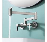 QYYZTQY Sink Mop Pool Mixer Hot & Cold Dual Handle Rotating Foldable Wall Mount Faucet Kitchen Tap Shower Head