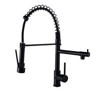 QYYZTQY Sink Pull-Down Sprayer, High ARC Swivel Spring Solid Brass Single Handle Hot and Cold Water Kitchen Mixer Tap Faucet with 2 Spray Modes