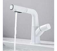 QYYZTQY Sink Sprayer, Faucet Hot and Cold Water, taps Basin Brass, Single Lever Pull out Mixer Tap for Bathroom Sink,White