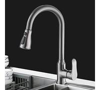 QYYZTQY Sink taps Pull Spray,Kitchen faucets with Hot and Cold Water Mixer,Single Level Brass Faucet,Pull out Kitchen Mixer Tap, Gray