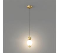 QYYZTQY Small 8W Tri-Color Bedroom Bedside Hanging Pendant Fixture, Glass Ceiling Light, Height Adjustable, Luxury Chandeliers