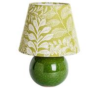 QYYZTQY Small Green Ceramic Table Lamp Vintage Globe Porcelain Table Lamp Leaf Fabric Shade Cute Bedside Lamp Retro Short Nightstand Night Light for Kids Bedroom Living Room Office Farmhouse Home