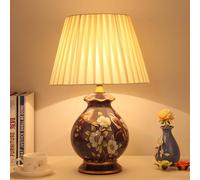QYYZTQY Small Rustic Cabin Table Lamp Yellow Bird Flower Ceramic Table Lamp for Bedroom Decorative Blue Porcelain Bedside Nightstand Lamp Rustic Farmhouse Desk Lamp for Home House Office Entryway