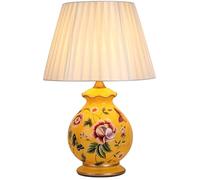 QYYZTQY Small Rustic Cabin Table Lamp Yellow Bird Flower Ceramic Table Lamp for Bedroom Decorative Blue Porcelain Bedside Nightstand Lamp Rustic Farmhouse Desk Lamp for Home House Office Entryway