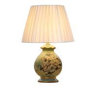 QYYZTQY Small Rustic Cabin Table Lamp Yellow Bird Flower Ceramic Table Lamp for Bedroom Decorative Blue Porcelain Bedside Nightstand Lamp Rustic Farmhouse Desk Lamp for Home House Office Entryway
