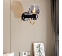 QYYZTQY Smoke Grey Glass Mounted Lamp for Bedroom Staircase Living Room Hallway E26/ Base Wall Minimalist Decorative Indoor Lighting Fixture Luxury Wall Light(Black)