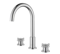 QYYZTQY Split 8 Inch Hot and Cold Water Tank Side Rotation Round Raised Basin Faucet, Three-Hole Chrome Color rotatable