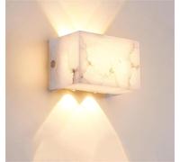 QYYZTQY Square up and Down Light Marble Alabaster Mid Century Lighting for Bedroom Living Room Kitchen Hallway Bedside Entryway Wall Lamp with G9 Base(15CM)