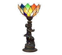 QYYZTQY Stained Glass Lamp, Small Vintage Table Lamp with Handcraft Stained Glass Lampshade for Decorate Bedroom Living Room Study Office Bar Warm as Ever